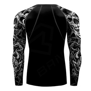 Gran oferta MMA Rash Guard hecho a medida Simple liso en blanco Color sólido BJJ Guard técnica lavada transpirable corta para venta en línea - Product Image 3