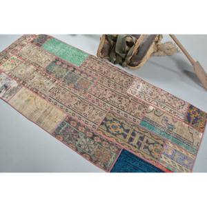 Alfombra de Lana Turca Vintage para Decoración de Sala de Estar, Tejido Plano, Marrón y Beige, 2,9x7,1 Pies, Uso en Pasillo, Látex - Product Image 4