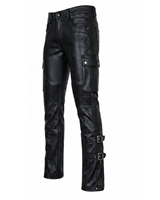 Pantalon de moto en cuir léger pour homme, taille haute, style urbain, avec fermeture éclair, imperméable
