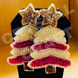 Noël vacances boucles d'oreilles pendantes nouveauté perles faites à la main transfrontalières or à la mode créatif pour les fêtes Style chrétien - Product Image 4