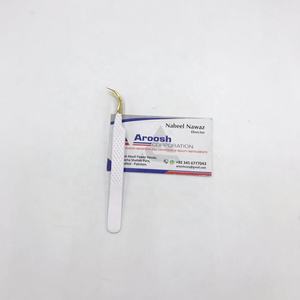 Pince à épiler d'extension de cils en acier inoxydable de haute qualité Type de courbe en J applicateur en gros de couleur blanche en or russe - Product Image 5