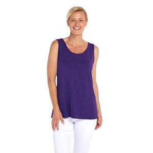 Débardeur court sans manches pour femme en mélange de polyester et de spandex bleu, décontracté et sportif, chemise sans manches, fournisseur OEM de marque privée - Product Image 6