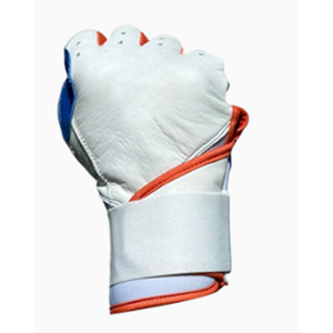 Nouveaux gants de frappe de baseball en cuir de vachette, combinaison blanc et bleu royal, fermeture à crochets et boucles, ambidextres, légers et durables - Product Image 3