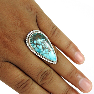 Bague en pierres précieuses turquoise naturelle bleu ciel pour cadeau de noël en argent sterling 925 bijoux en gros bagues fines fournisseurs inde - Product Image 3