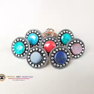 Bagues tribales en argent allemand de qualité supérieure pour femmes bijoux ethniques réglables en paquets de vente en gros et au détail - Product Image 2