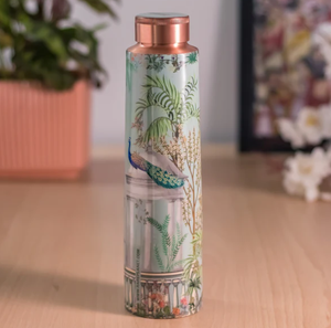 Botella de Agua de Cobre Esmaltada de Alta Calidad con Diseño Impreso para Beneficios para la Salud, con Adhesivo Moderno para Oficina y Gimnasio - Product Image 5