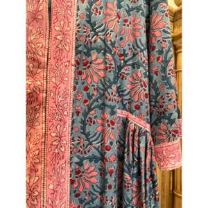 Robe Kurta BHOPALI EVENING BLUE 100% coton avec décoration brodée - Product Image 4