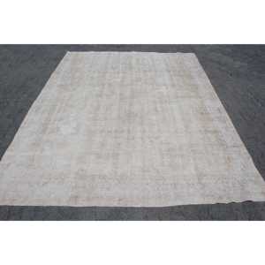 Tapis vintage, tapis turc 9,1x12 pieds, tapis en laine blanc patchwork - Product Image 1