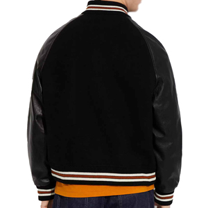 Veste en cuir vierge en gros, col rond, broderie de logo de baseball, veste universitaire à manches longues, streetwear, veste universitaire pour hommes - Product Image 3