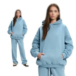 OEM Premium CVC 350g <b>Mens</b> Oversized <b>Hoodie</b> Set American Streetwear Fleece Tracksuit Winter Loose Fit Customizable <b>Hoodie</b> - Product Image 3