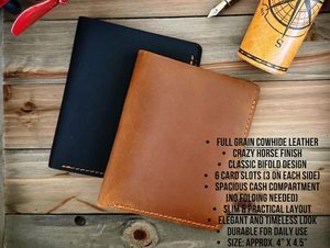 Personalizado de los hombres Crazy Horse de cuero de costura a mano de cuero titular de la tarjeta de identificación de la licencia de conducir de la cubierta de la cartera - Product Image 5