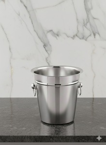 Contenedor de Hielo Clásico de Acero Inoxidable con Doble Asa, Acabado Cromado Pulido Tipo Espejo, Accesorios de Bar - Product Image 2