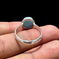 Bague élégante bohème en argent sterling 925 avec larimar bleu et pierre précieuse naturelle, sertie en clos, forme de cadenas, pour soirée - Collection Sunrise Jewellery