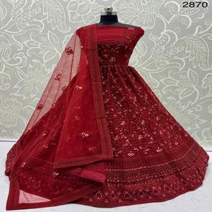 Filet fantaisie de designer exclusif de créateur lourd avec broderie de fil Fabricant Lehenga Choli d'Inde - Product Image 1