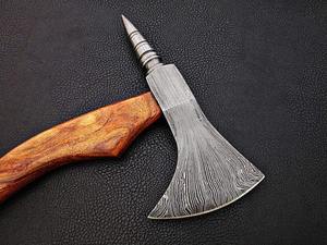 Hacha de Acero de Damasco de Grado Industrial Hecha a Mano con Mango de Madera, Agarre Cómodo, Fácil de Transportar para Acampar, 870 g - Product Image 2