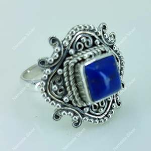Handmade 925 Sterling Silver Lapis Lazuli Ring September Birthstone <b>Statement</b> Jewelry Natural Blue Gemstone <b>Cushion</b> IGI - Product Image 4
