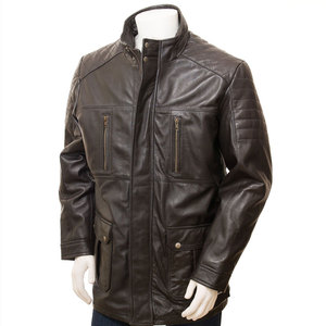 แจ็กเก็ตหนังแฟชั่นสำหรับผู้ชายผลิตตามสั่ง-วัสดุหนังวัวคุณภาพสูงกันน้ำระบายอากาศได้ดีกันลมสำหรับฤดูหนาวสินค้าใหม่มาแรง - Product Image 1