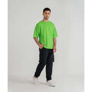 Camiseta básica de algodón 100% de gran tamaño para hombre, cuello redondo cómodo con hombros caídos, camiseta de talla grande para verano - Product Image 2