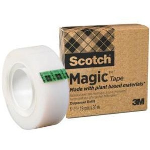Ruban adhésif transparent Scotch MagicT 900 Greener Choice 19 mm x 30 m, adhésif simple face, à base de solvant, en acétate de cellulose, pour bureau - Product Image 1