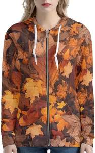 Vente en gros de nouveauté sweat à capuche zippé athlétique coupe ajustée sweat à manches longues pour femmes personnalisation de sweat à capuche design feuille d'érable - Product Image 4