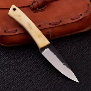 Deve kemik kolu ile yeni el yapımı 440C çelik sabit bıçak Skinner bıçak deri kılıf ile kolay taşıma av bıçağı