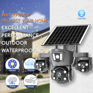 Caméra de sécurité solaire à triple objectif, sans fil, WiFi, IP66, PTZ, pour extérieur, avec panneau solaire - Product Image 2