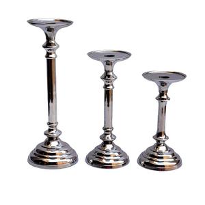 Support de bougie en métal de conception ultime brillant argent fini T lumière bougeoir ensemble de 3 pièces à vendre - Product Image 5