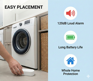 Standalone Water <strong>Leak</strong> Sensor <strong>Detector</strong> 120dB Loud Flood Alarm Home Security Kitchen Basement Leakage Alert - Product Image 6