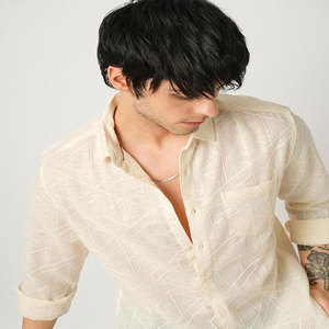 Camisas de manga larga informales personalizadas de alta calidad para hombre, moda transpirable antiarrugas para verano, venta al por mayor para adolescentes - Product Image 2