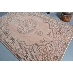 Vintage Beige Turkish <b>Rug</b> 6x8ft Handmade Wool <b>Boho</b> Style Patchwork Latex Rectangle Hallway for Bedside 6x8 Vintage Bedside <b>Rug</b> - Product Image 4