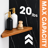 Étagère de douche d'angle triangulaire moderne en bois massif à 3 niveaux, support de rangement mural pour salle de bain, organisation des articles de toilette pour hôtel et maison