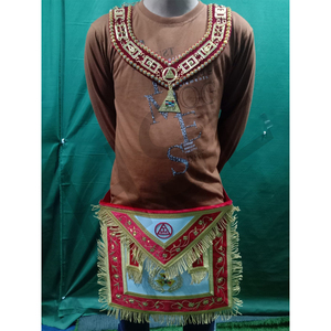 Delantal de Sacerdote Alto de la Orden Real Arquitectónica con Collar y Joyas Rojo-HSE - Product Image 1