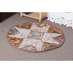 Classic Bohemian <b>Brown</b> Green Wool Rug 3.4 X 3.4 ft Vintage Turkish Large Area Rectangle Patchwork Hallway Latex Room Rug Rugs - Product Image 3