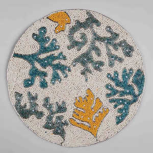 Set de table en lin perlé fait main, motif corail, broderie florale vintage, antidérapant, pour la maison, la cuisine, l'extérieur, luxe traditionnel - Product Image 4