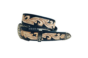 Ceinture en cuir occidental de haute qualité, fabrication artisanale, outillage et sculpture, cuir pleine fleur, ceinture de designer de qualité supérieure, ceintures de cow-boy - Product Image 3
