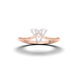 Juego de puntas de diamante de corte redondo de 0,05 quilates, anillo de susurro de pétalo hecho a mano en plata para ella - Product Image 3