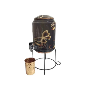 Pot d'eau en cuivre avec couvercle refroidisseur d'eau en cuivre support en métal réservoir de stockage en verre refroidisseur d'eau à prix compétitif - Product Image 1