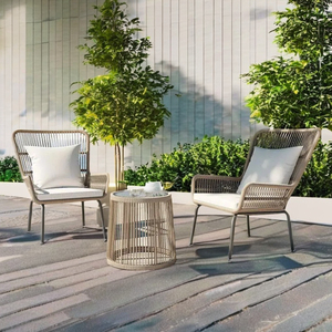 Hiện Đại 3 Pcs 2 Chỗ Ngồi Kim Loại Khung Ngoài Trời Ban Công Giải Trí Mây <span class=keywords><strong>Wicker</strong></span> Ghế Và Bảng Thiết Lập - Product Image 2