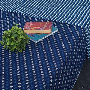 Dohar de Algodón 240 Hilos con Estampado Floral Azul Índigo para Cama Doble SHKR1023 - Product Image 2