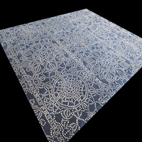 Abstrakte hand geknüpfte Teppiche aus 100% Seide von bester Qualität für Wohnzimmer creme und dunkelblaue Teppiche Modernes kunden spezifisches Design