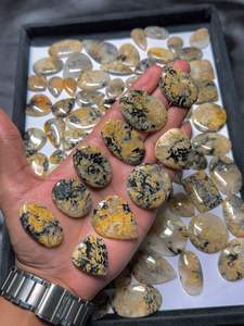 อะซูไรต์ชัตต์ต์ไคต์คุณภาพสูง เกรด AAA หินธรรมชาติทรงหลังเบี้ย ขายส่งจำนวนมาก สำหรับทำเครื่องประดับ - Product Image 3