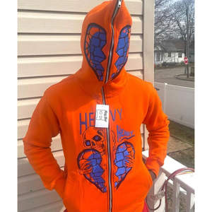 <b>hoodies</b> <b>Men</b> <b>Orange</b> Full Zip Graphic Hoodie Heavy Is Heart Printed Streetwear Hooded Sweatshirt Custom Unique High Quality - Product Image 3