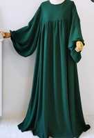 Abaya islamique à la mode avec manches ballons et plaques avant Accessoire vestimentaire musulman traditionnel pour femme