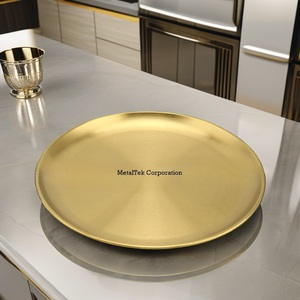 Bandeja DE SERVICIO DE ACERO INOXIDABLE dorado mate pulido para acampar en casa barbacoa plato ovalado Rectangular multiusos platos decorativos - Product Image 4