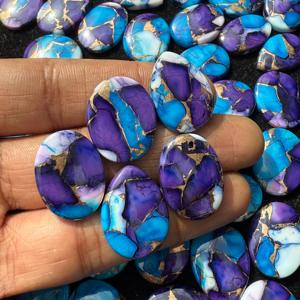 AAA + alta calidad Kingman turquesa cabujón tamaño personalizado piedras preciosas sueltas con púrpura Natural + cobre Rosa + piedra preciosa Turquesa - Product Image 5