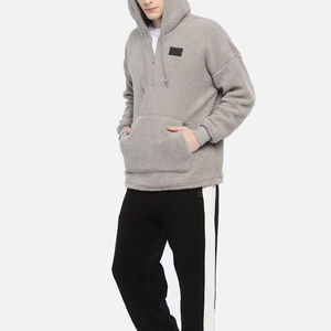 Sweat à capuche en polaire Sherpa pour hommes entièrement fait sur mesure pour l'hiver-Col à capuche populaire en tissu de flanelle tricoté solide avec teinture unie - Product Image 3