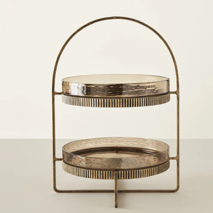 Double Tier Idéal pour les anniversaires, les réceptions, les présentoirs à gâteaux en métal dans les lots en gros ajoutent de l'élégance aux présentations de desserts et à la décoration - Product Image 1