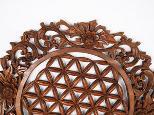 Décoration de la maison Paulownia en bois gravé Relief Antique Design gros fleur thème maison/chambre ornement - Product Image 4