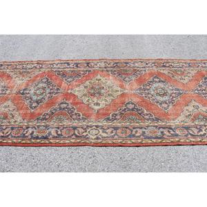 Tapis turc de 4,7 x 12,6 pieds, tapis vintage, tapis à carreaux rouges - Product Image 3