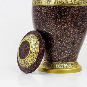 Urnas de cremación de metal de aluminio para cenizas y restos mortales | Hermosas urnas hechas a mano para humanos y mascotas (mármol marrón) - Product Image 2